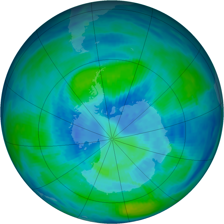 Antarctic ozone map for 30 March 1993